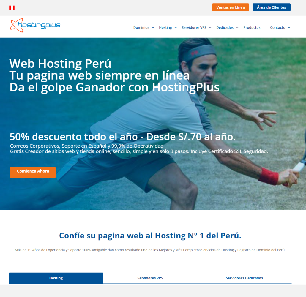 CAPTURA DE PANTALLA HOSTINGPLUS.PE