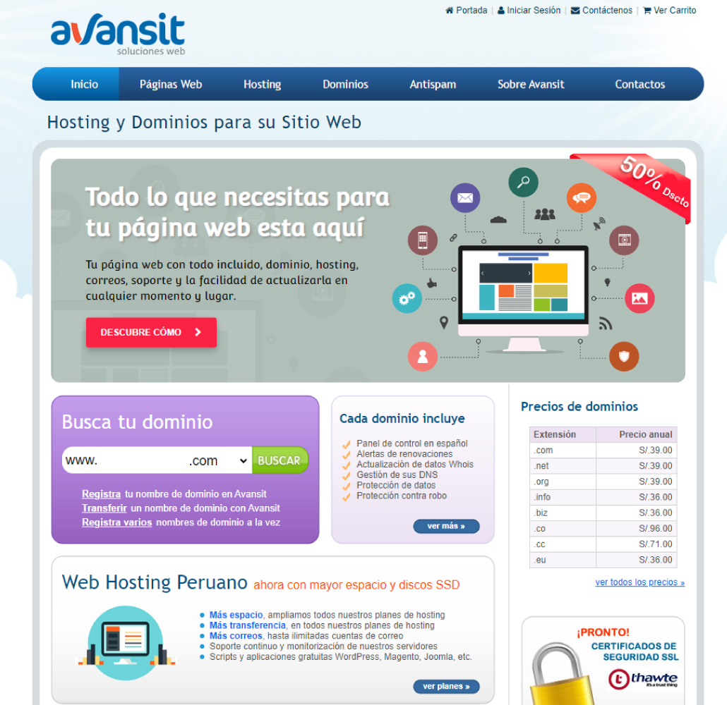 CAPTURA DE PANTALLA AVANSIT.COM